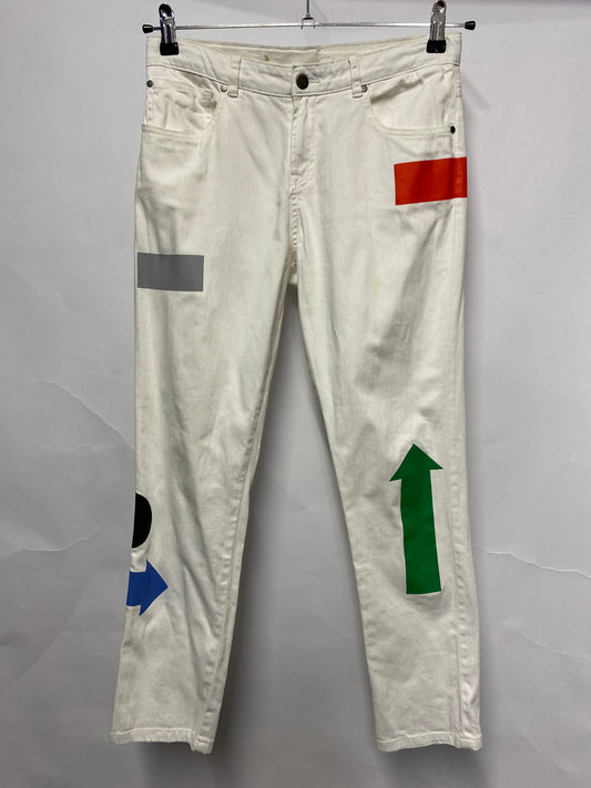 Stella McCartney White and Multi Coloured Arrow and Shape Print Jeans 14 Yrs