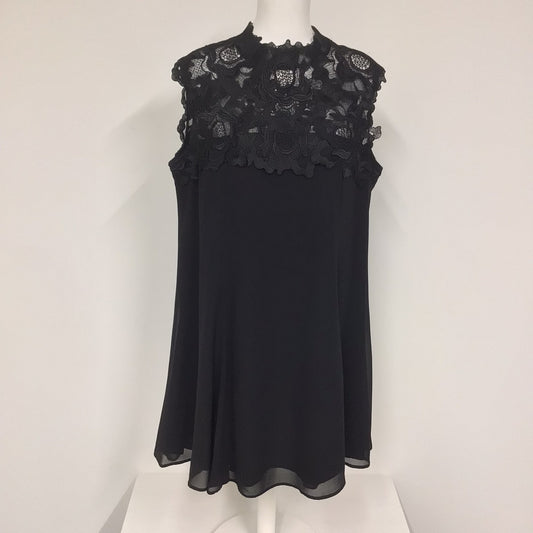 Monsoon Black Embroidered Lace High Neck Dress Size 18