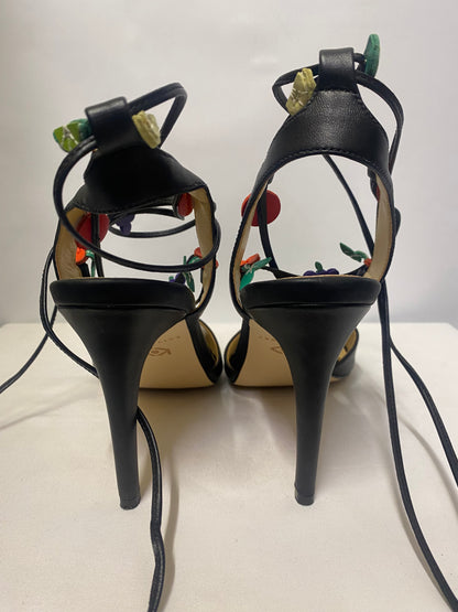 Katy Perry Carmer Nappa Black Fruit Strappy Heels UK 6