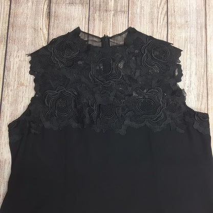 Monsoon Black Embroidered Lace High Neck Dress Size 18