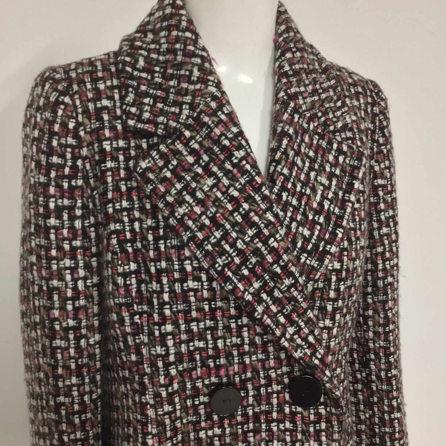 Long Tall Sally Black & Pink Speckled Wool Blend Coat Size 10