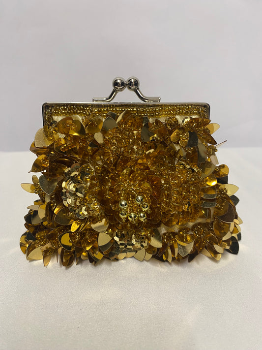 Butler and Wilson Gold Sequin Purse on Chain