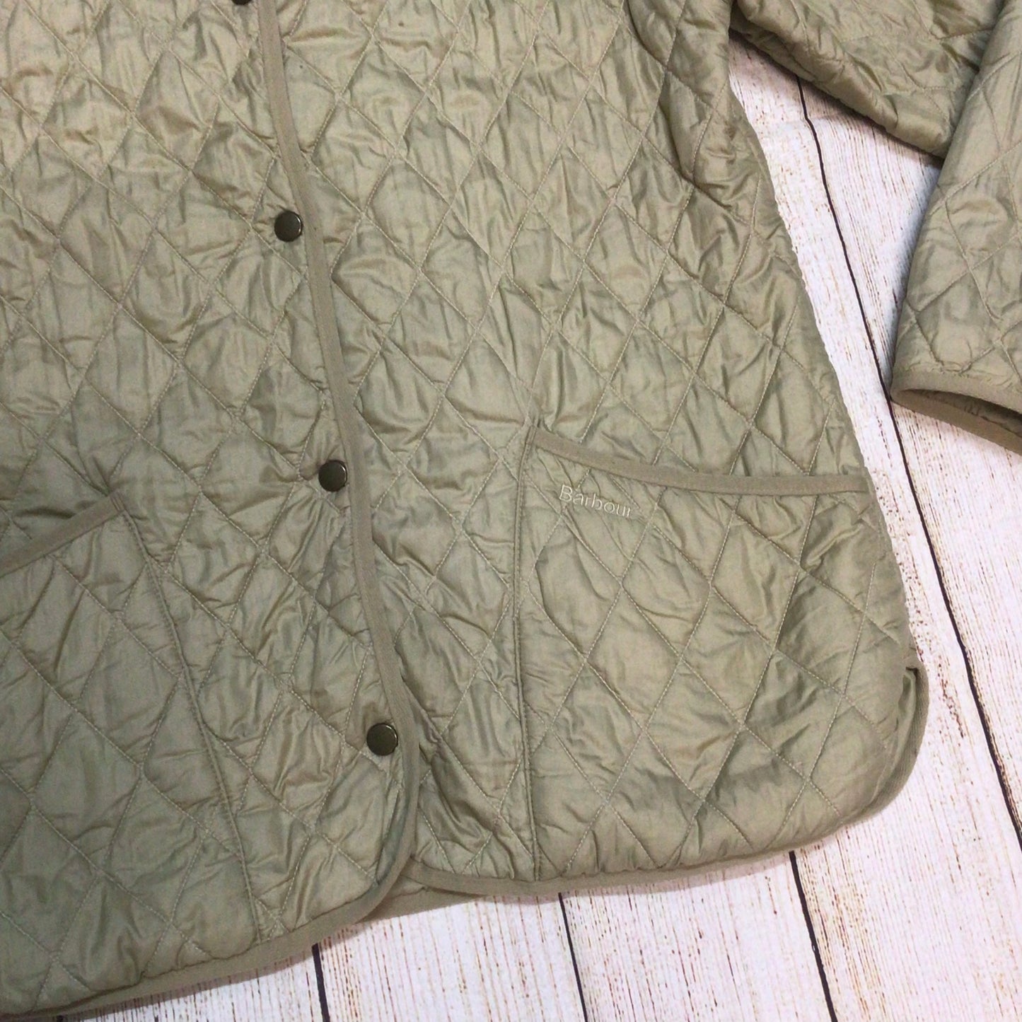 Barbour Light Khaki Flyweight Langdale Quilt Jacket Size 16