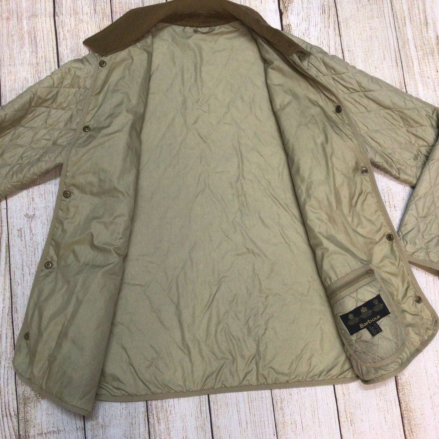 Barbour Light Khaki Flyweight Langdale Quilt Jacket Size 16