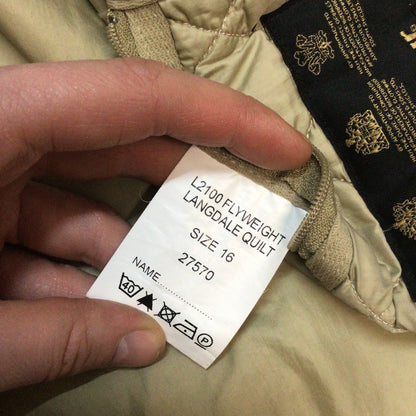 Barbour Light Khaki Flyweight Langdale Quilt Jacket Size 16