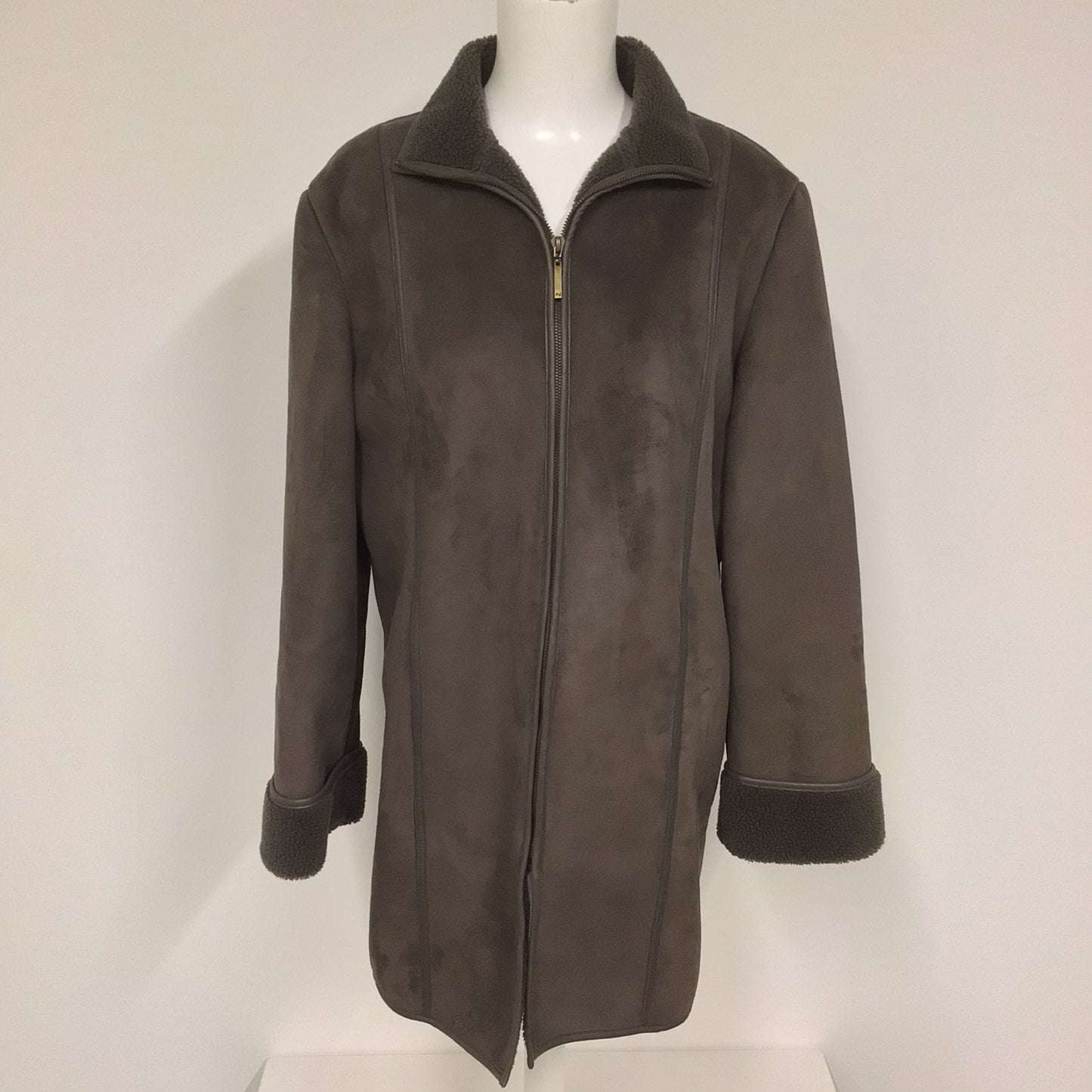 Next Chocolate Brown Faux Shearling Coat Size 14