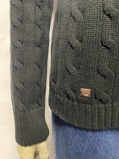 Ralph Lauren Black Cotton Cable Knit Jumper Small