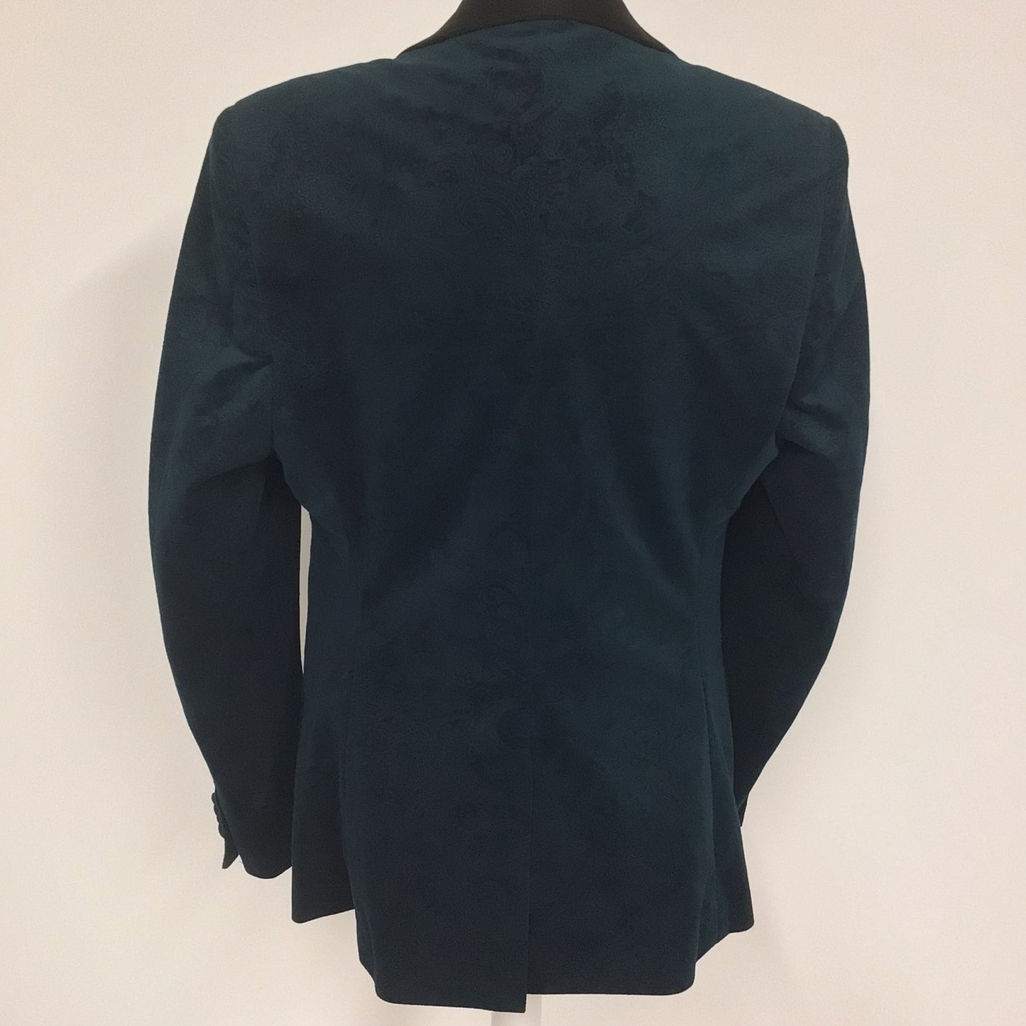 Feraud Vintage Blue Paisley Print Velvet Blazer Jacket 100% Cotton Size 38