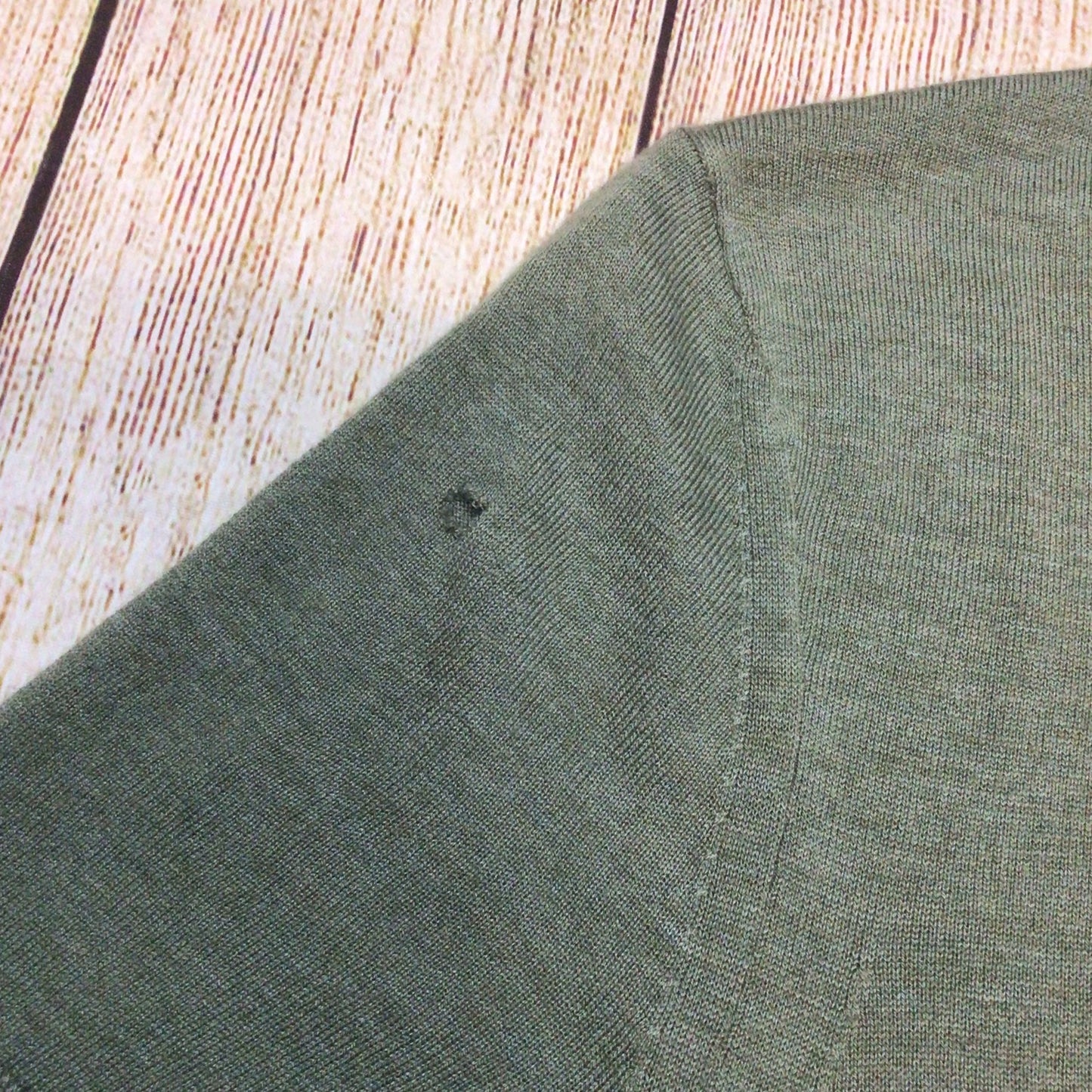 BNWT AllSaints Green Marl Nomo Short Sleeve Polo Knit Top Size XS (hole in shoulder)