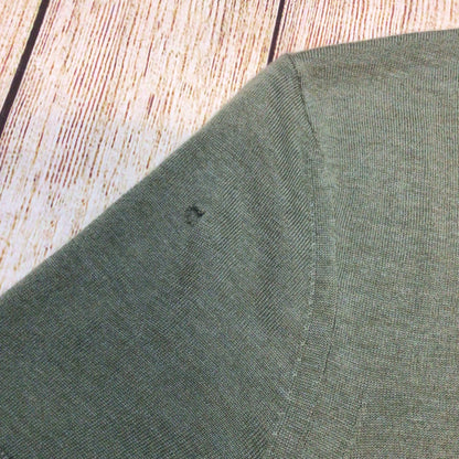 BNWT AllSaints Green Marl Nomo Short Sleeve Polo Knit Top Size XS (hole in shoulder)