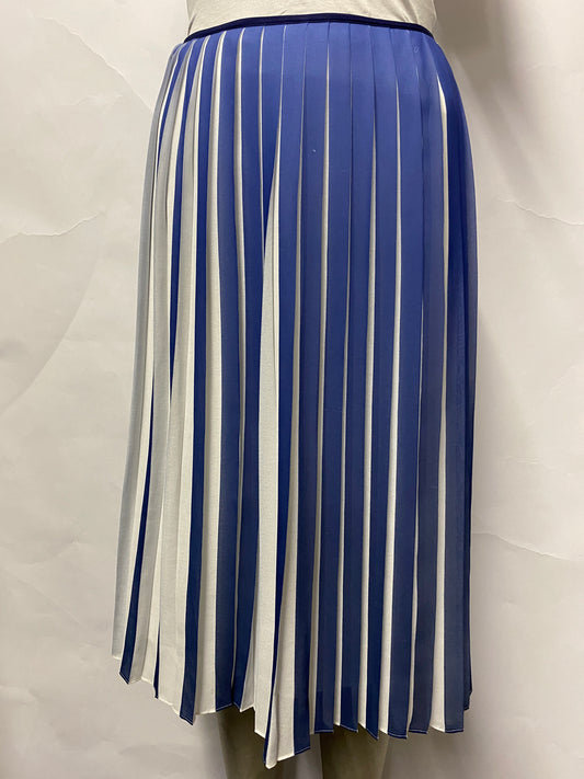 Karen Millen Blue and White Pleated Sheer Skirt 6