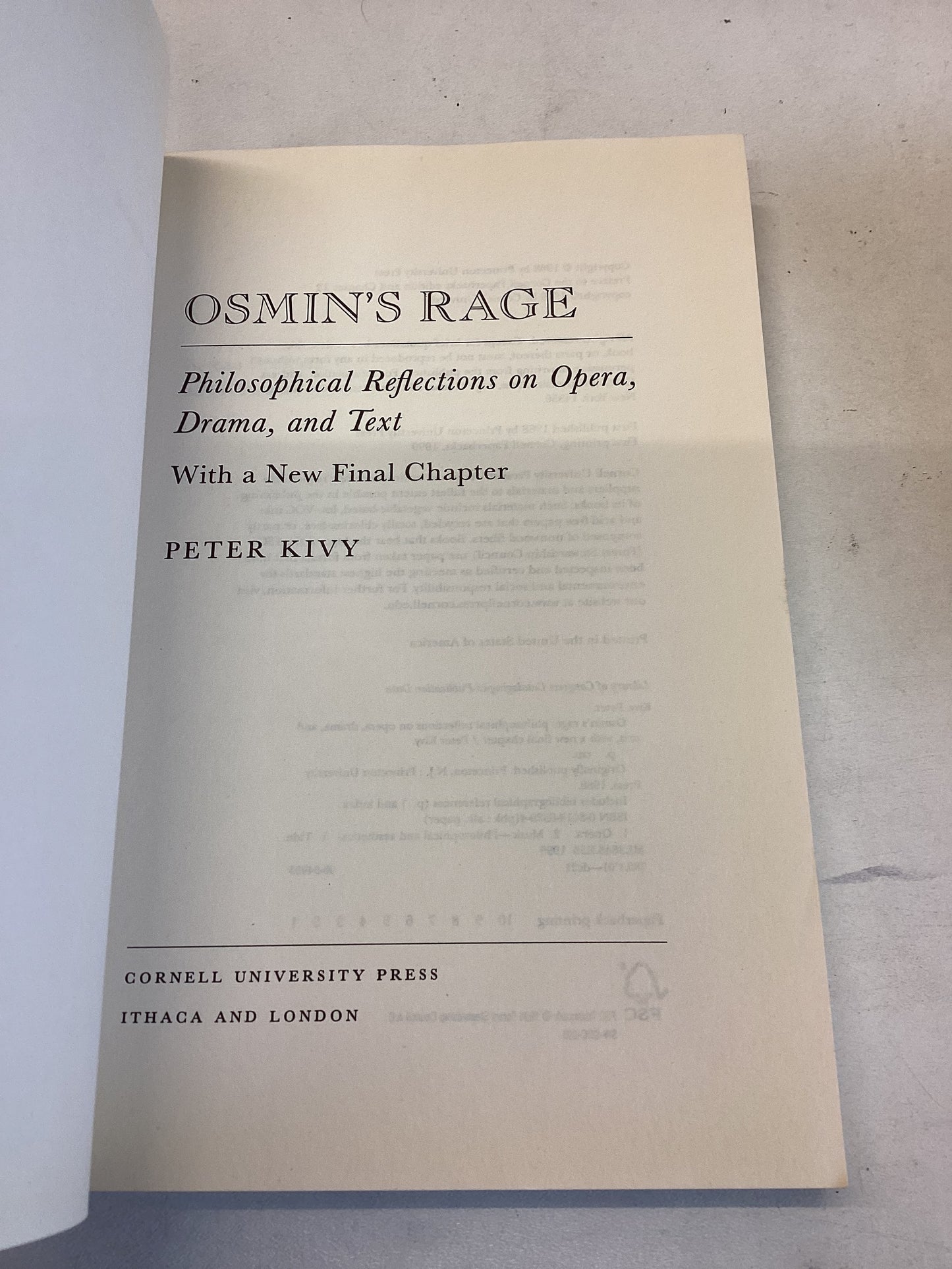 Osmin's Rage Philosophical Reflections on Opera, Drama and Text Peter Kivy