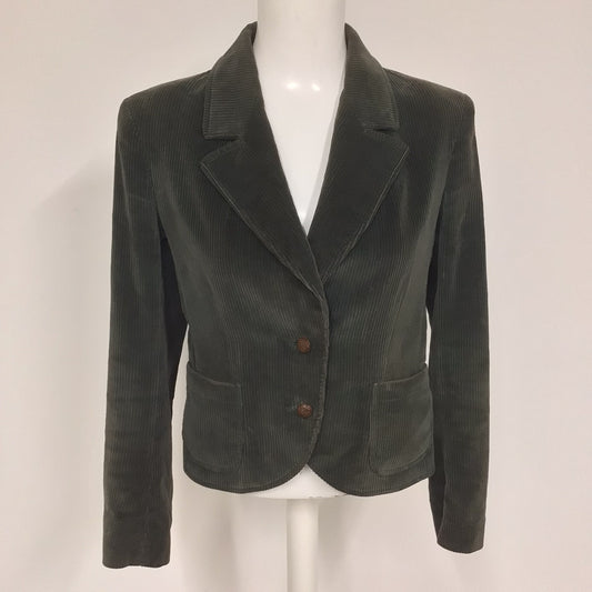 Jaeger Green Corduroy Blazer Jacket 88% Cotton Size 10