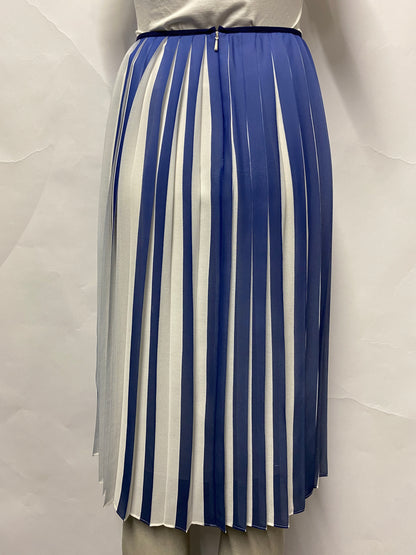 Karen Millen Blue and White Pleated Sheer Skirt 6
