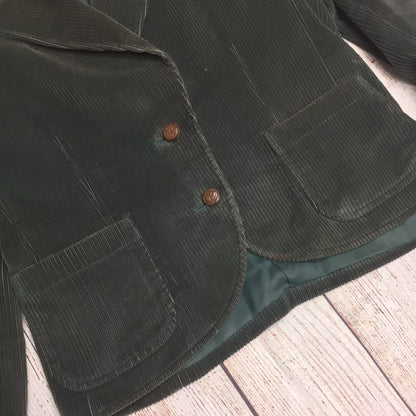 Jaeger Green Corduroy Blazer Jacket 88% Cotton Size 10