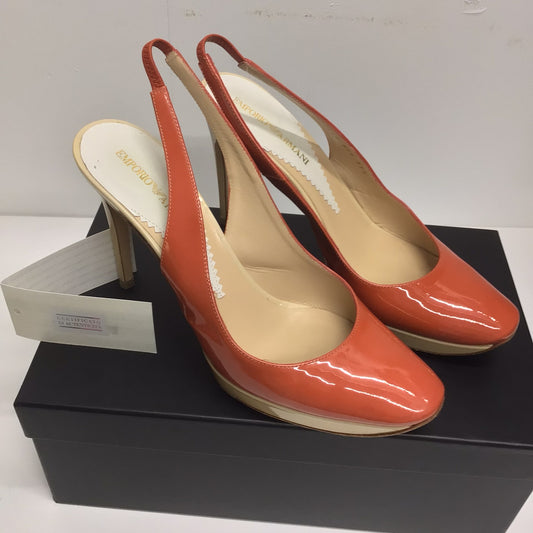 Emporio Armani Coral & Beige Sling Back High Stiletto Heels Size 5 UK (37.5 EU)