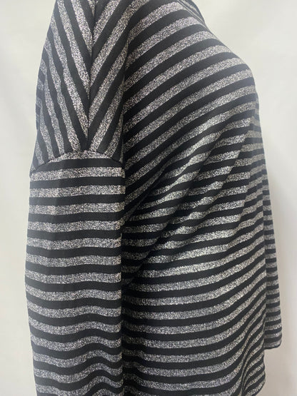 AllSaints Black and Silver Stripe Long Sleeve Top Size M