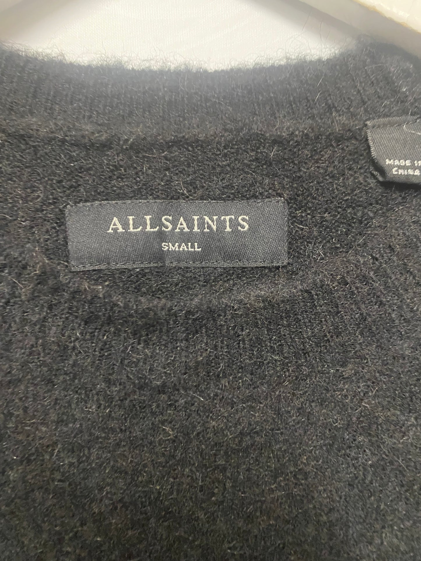 AllSaints Black Dice Crewneck Knitted Jumper Size Small