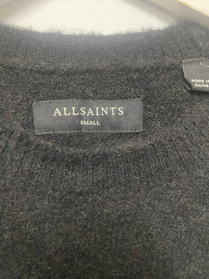 AllSaints Black Dice Crewneck Knitted Jumper Size Small