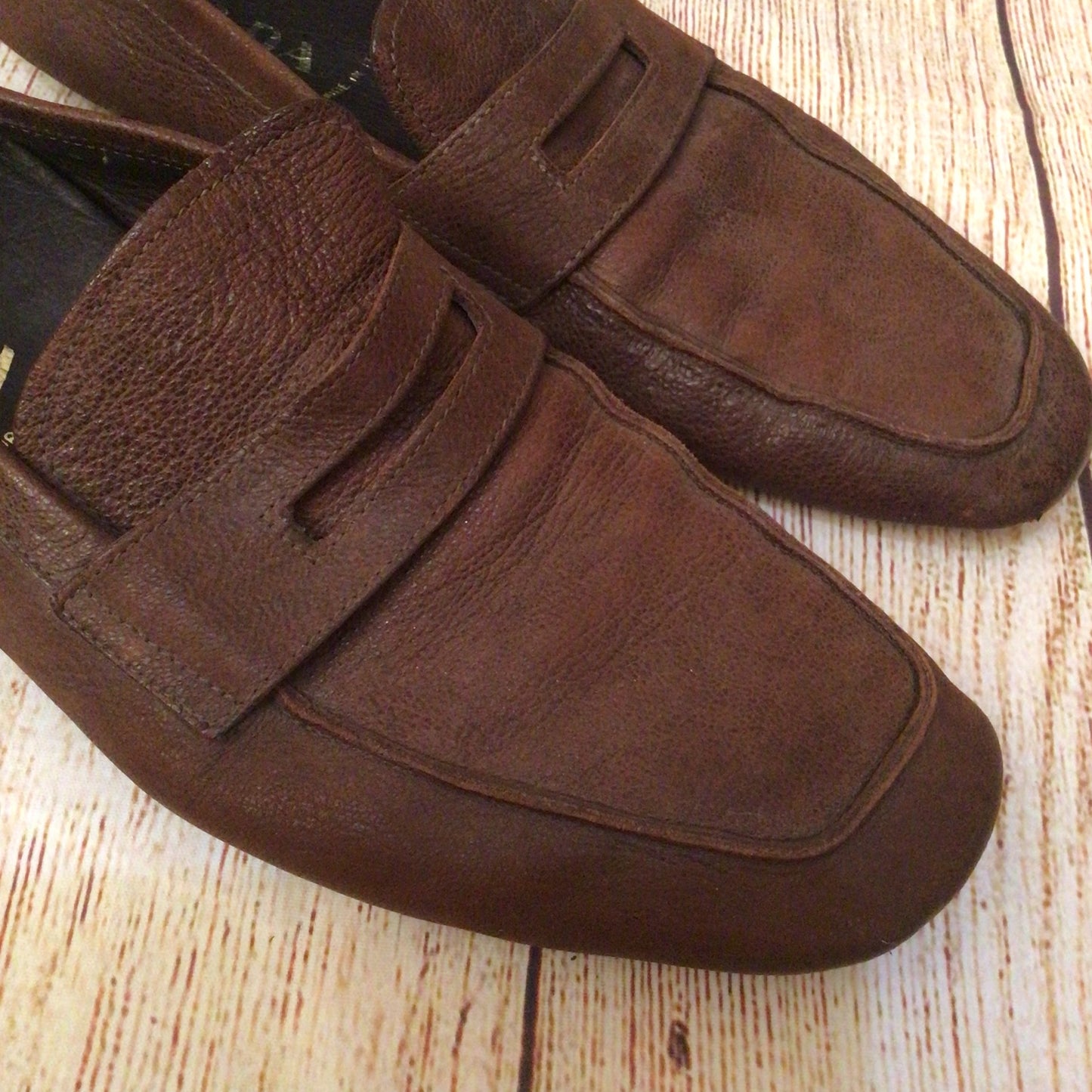 Prada Brown Leather Loafers Made in Italy Size 7 UK