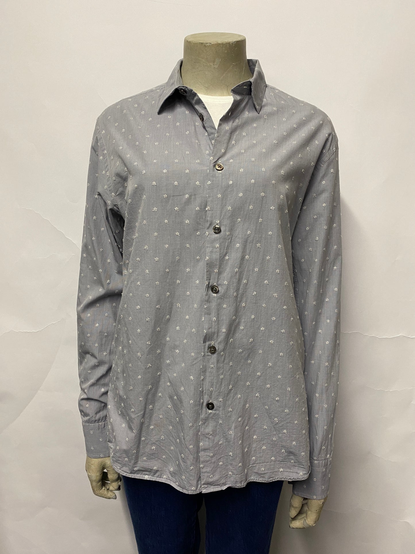 Paul and Joe Blue Glitter Floral Shirt Medium