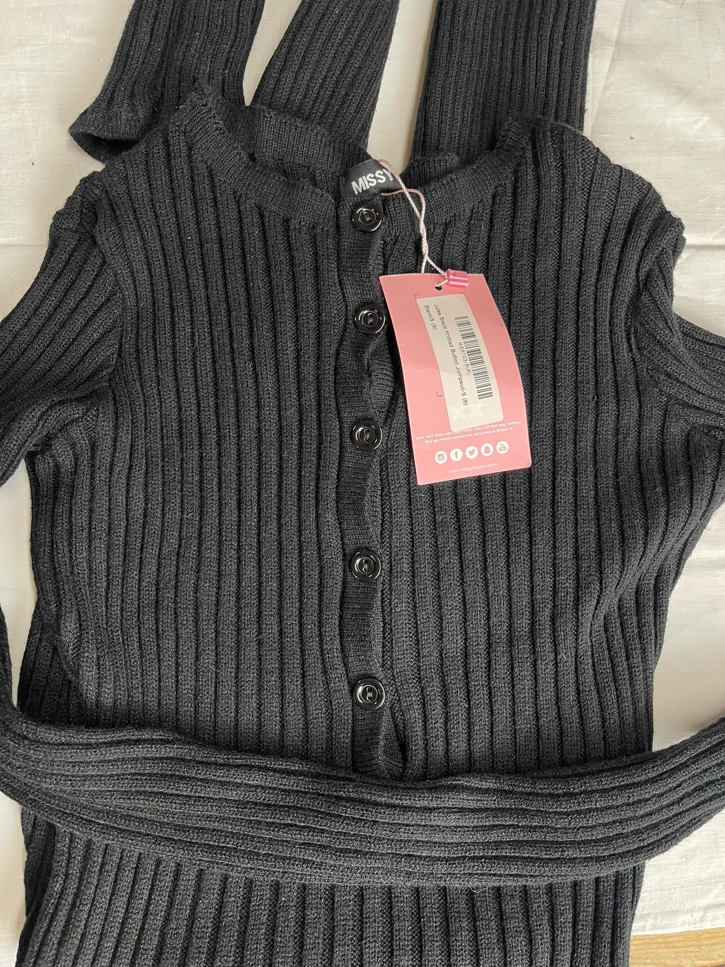 BNWT Missy Empire Black Knitted Jumpsuit Small