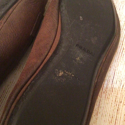 Prada Brown Leather Loafers Made in Italy Size 7 UK