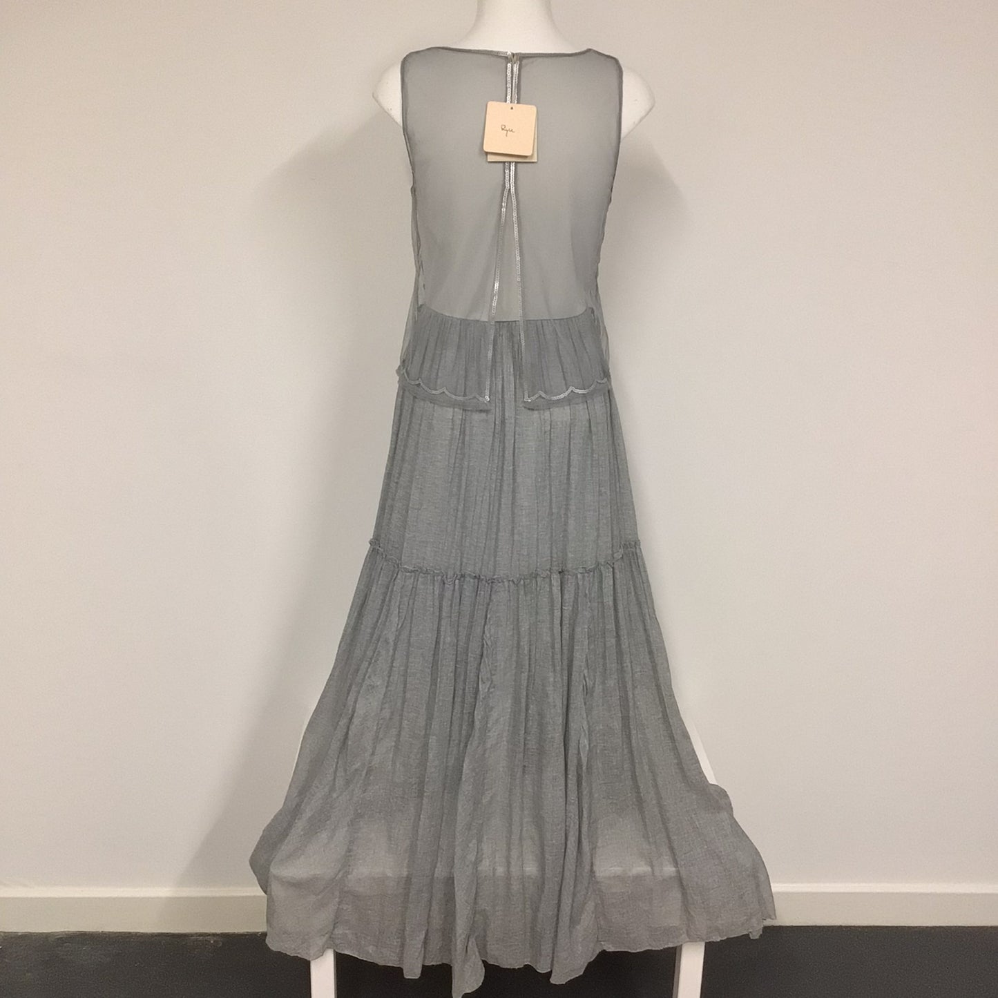 BNWT Ryu Silver & Grey Long Dress w/Sequins & Beads Size S