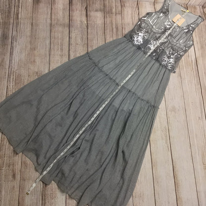 BNWT Ryu Silver & Grey Long Dress w/Sequins & Beads Size S