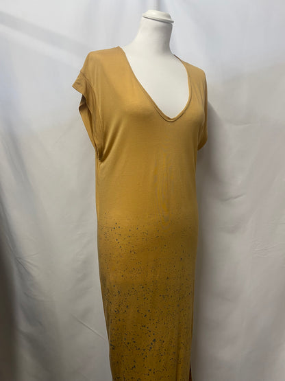 Rabens Saloner Yellow and Grey Patterned Maxi Jersey Dress Large