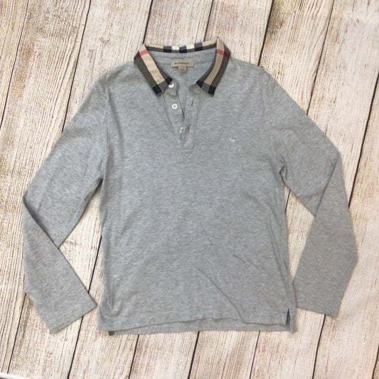 Burberry Grey Cotton Polo Long Sleeve Top Size 10 yrs (138cm)