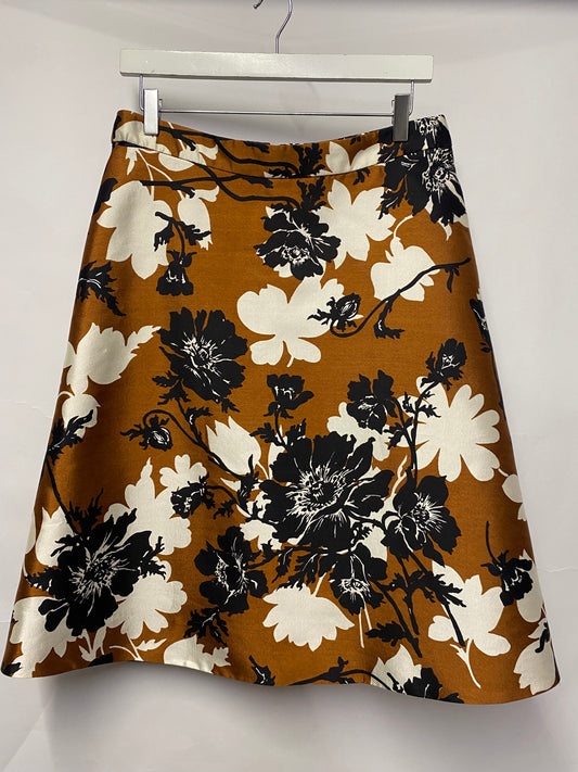 J Crew Brown Floral A-line Mid Length Skirt 10