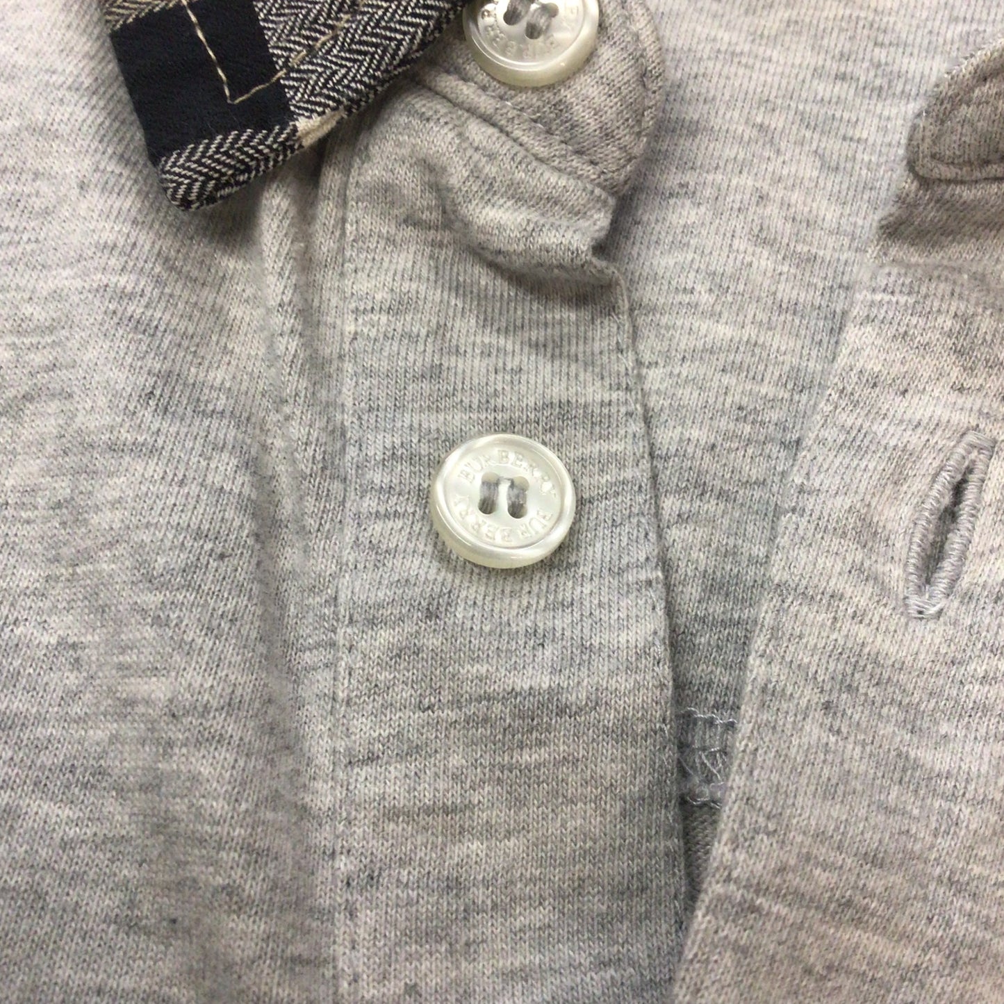 Burberry Grey Cotton Polo Long Sleeve Top Size 10 yrs (138cm)