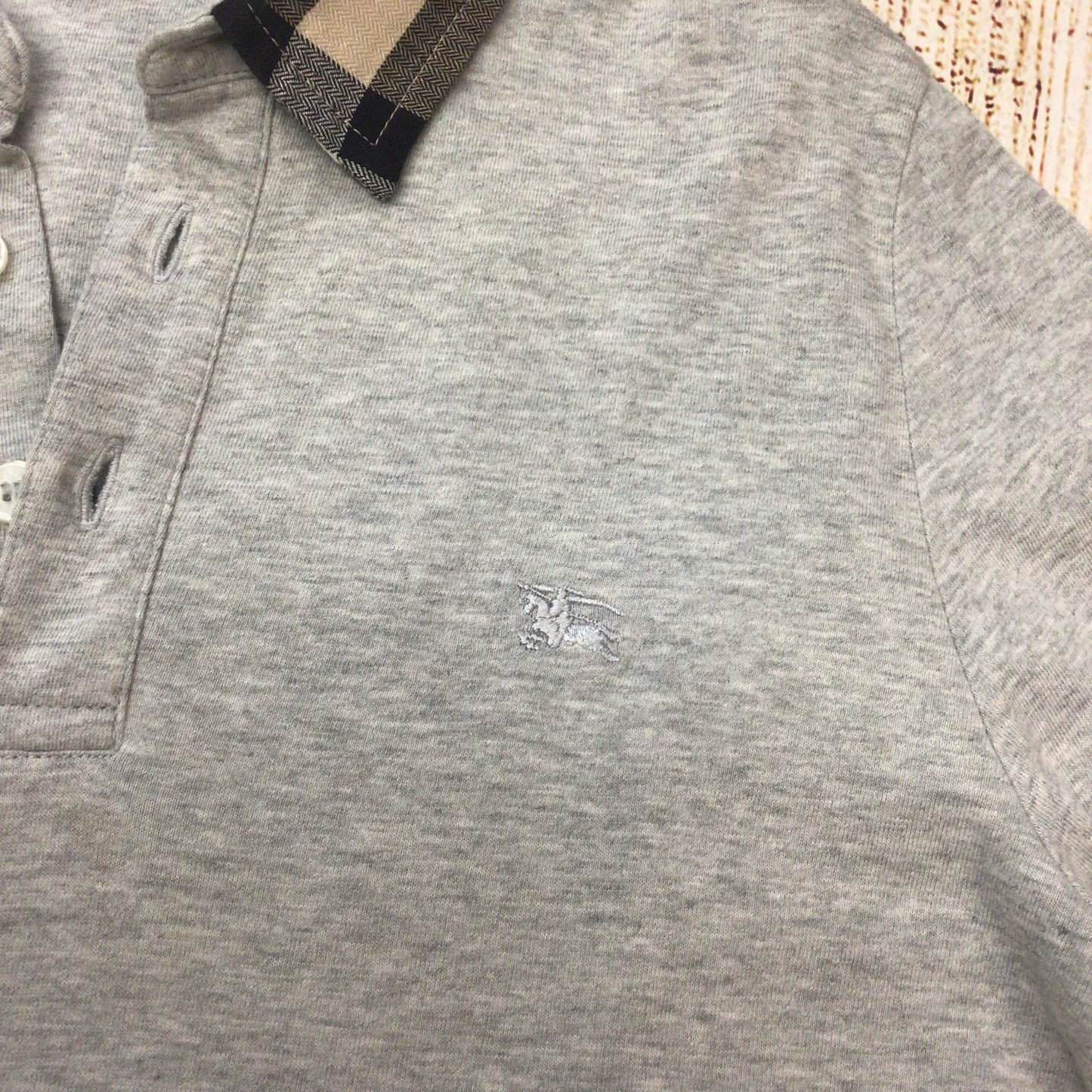 Burberry Grey Cotton Polo Long Sleeve Top Size 10 yrs (138cm)