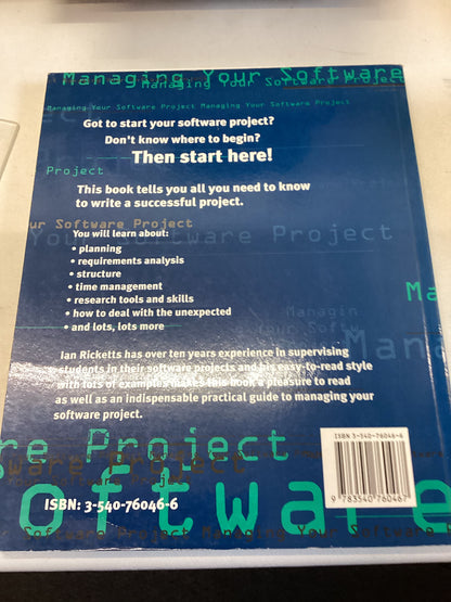 Managing Your Software Project A Students Guide Ian W Ricketts