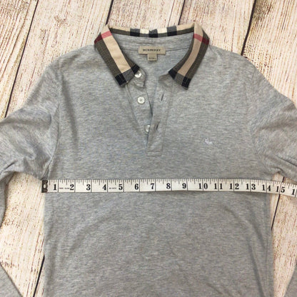 Burberry Grey Cotton Polo Long Sleeve Top Size 10 yrs (138cm)