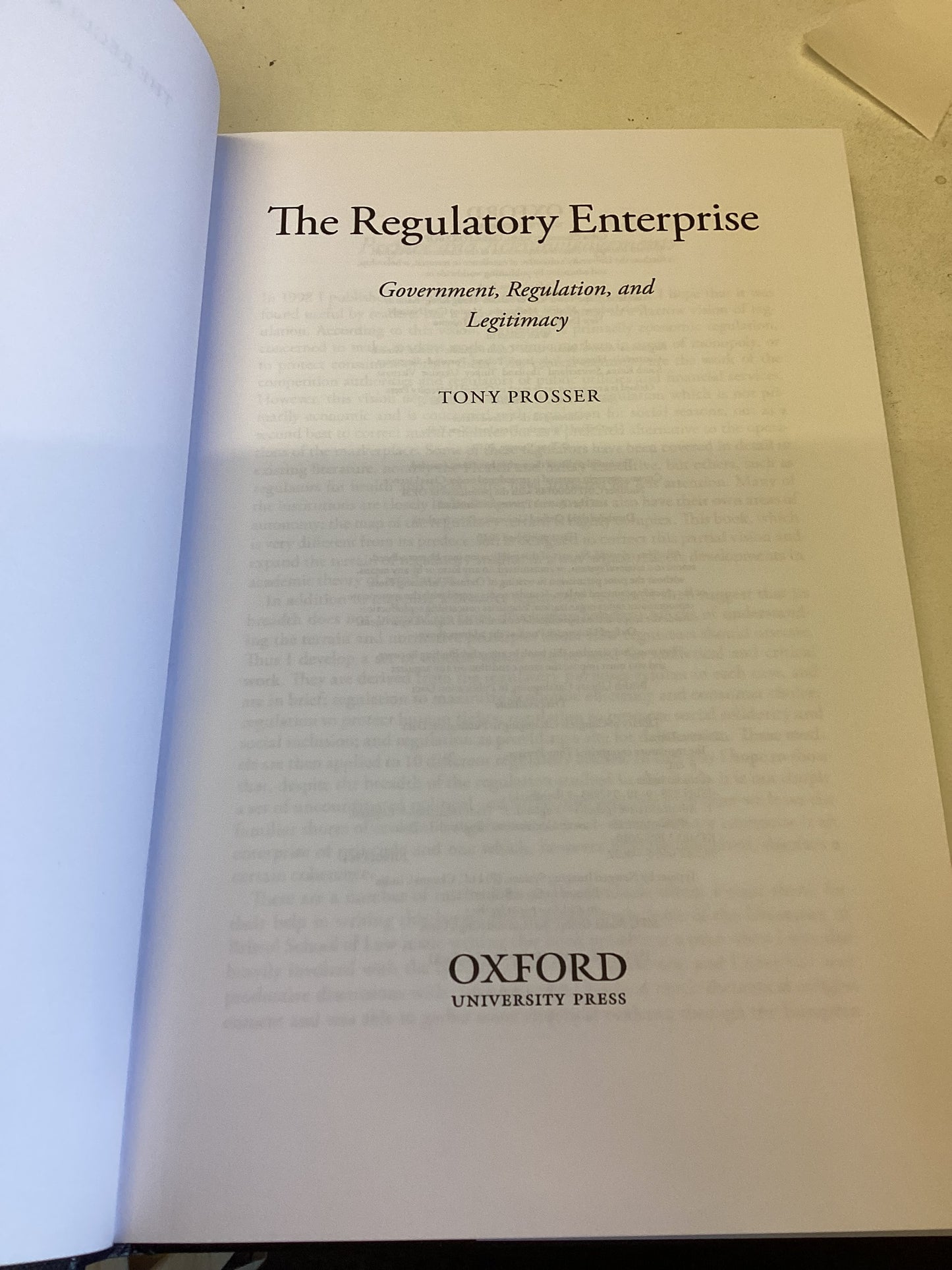 The Regulatory Enterprise Government, Regulation and Legitimacy  Tony Proser