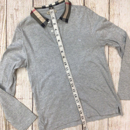 Burberry Grey Cotton Polo Long Sleeve Top Size 10 yrs (138cm)