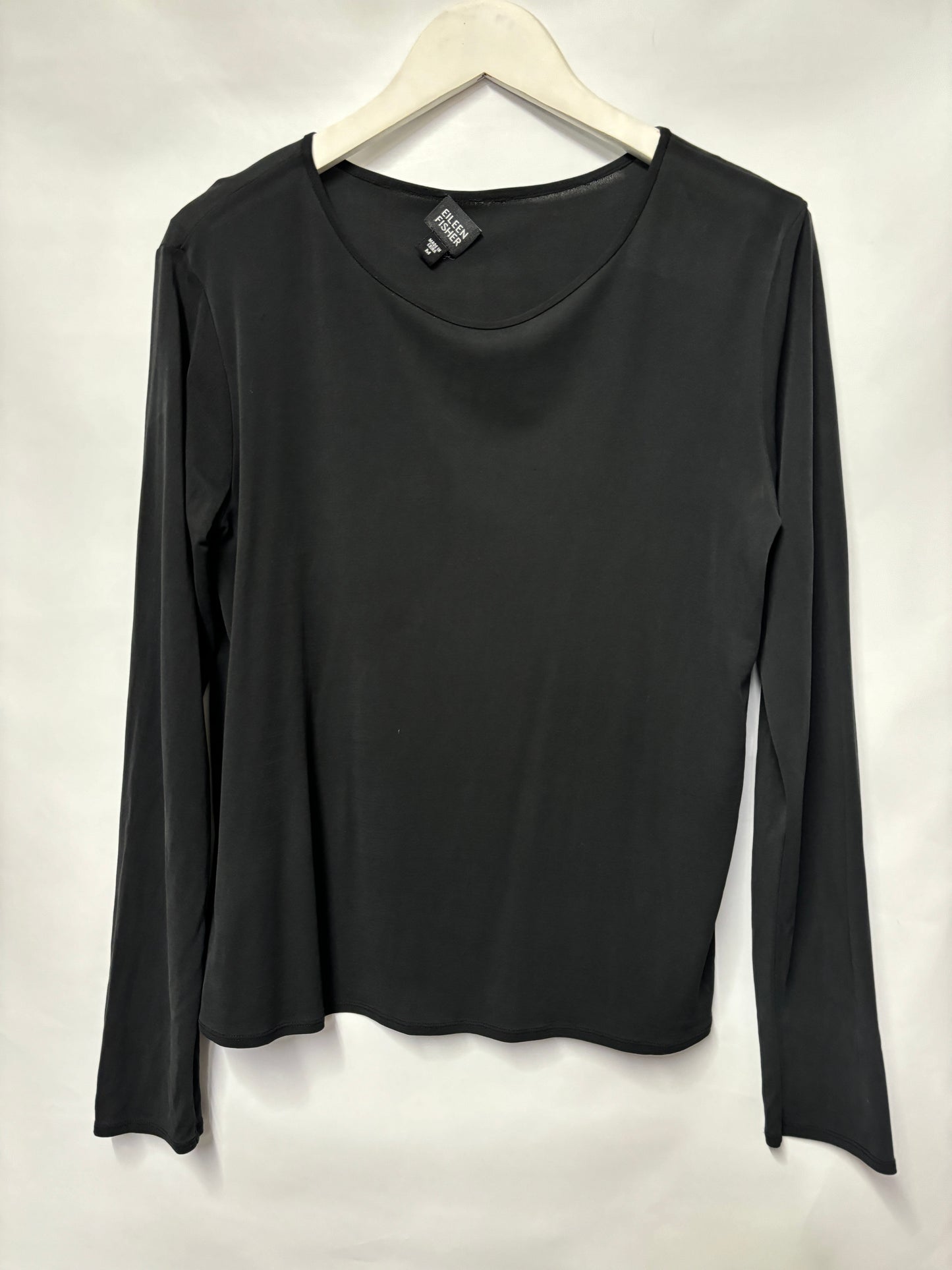 Eileen Fisher Grey Silk Long Sleeve Top Medium