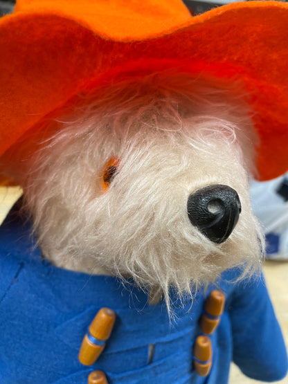 Vintage 1970s Gabrielle Designs Paddington Bear Blue Coat Yellow Dunlop Wellies Orange Hat