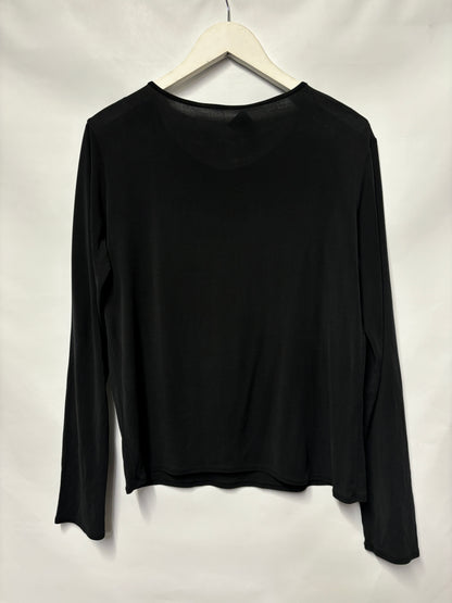 Eileen Fisher Grey Silk Long Sleeve Top Medium