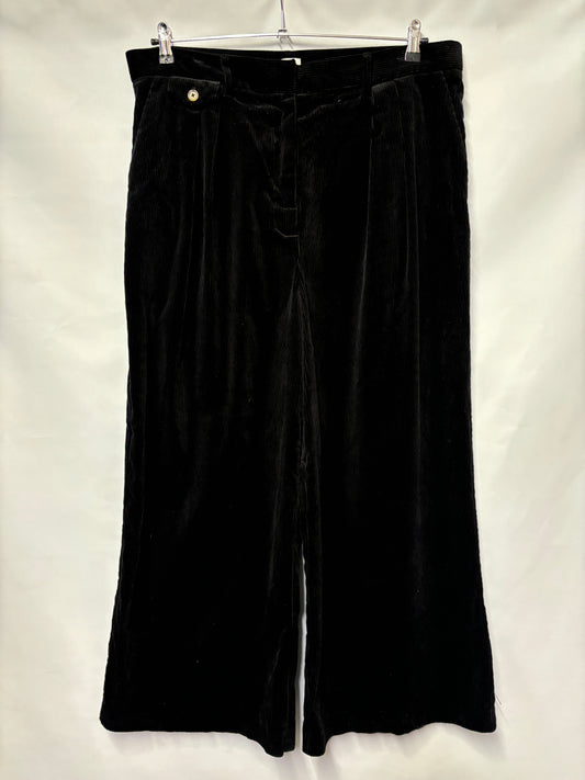 Kin John Lewis Black Wide Leg Corduroy Trousers 18