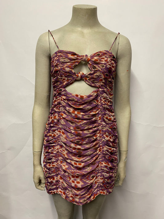 Zara Purple Ruched Aztec Mini Dress XS