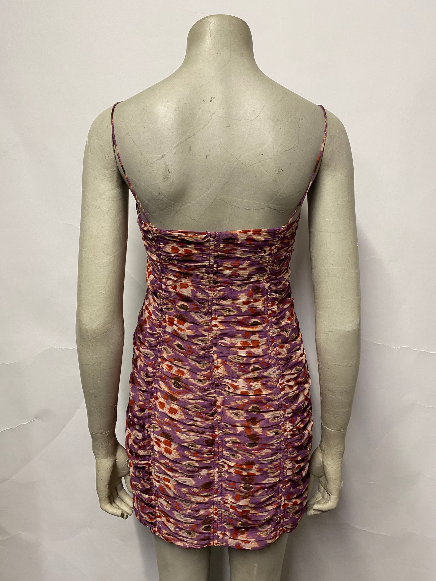 Zara Purple Ruched Aztec Mini Dress XS
