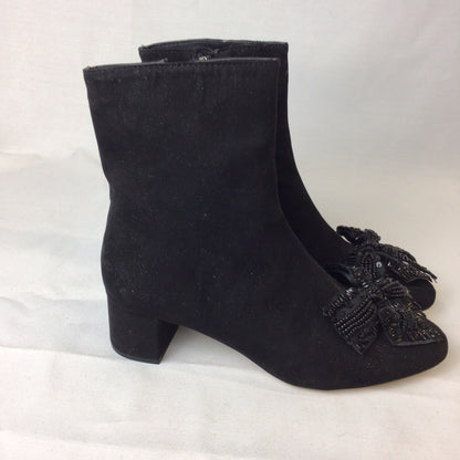 BNWT Zara Black Bead & Sequinned Bow Detail Ankle Boots Size 3 UK (36 EU)