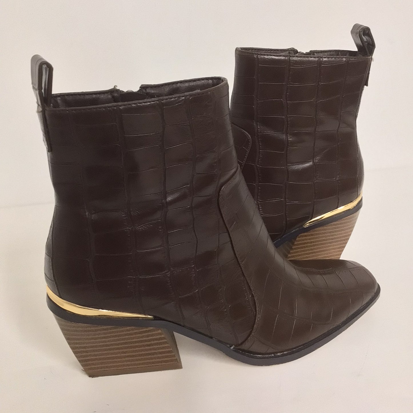 Oasis Brown High Ankle Heeled Boots Size 5 UK