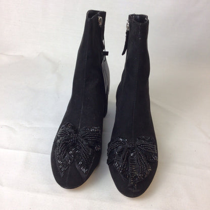 BNWT Zara Black Bead & Sequinned Bow Detail Ankle Boots Size 3 UK (36 EU)