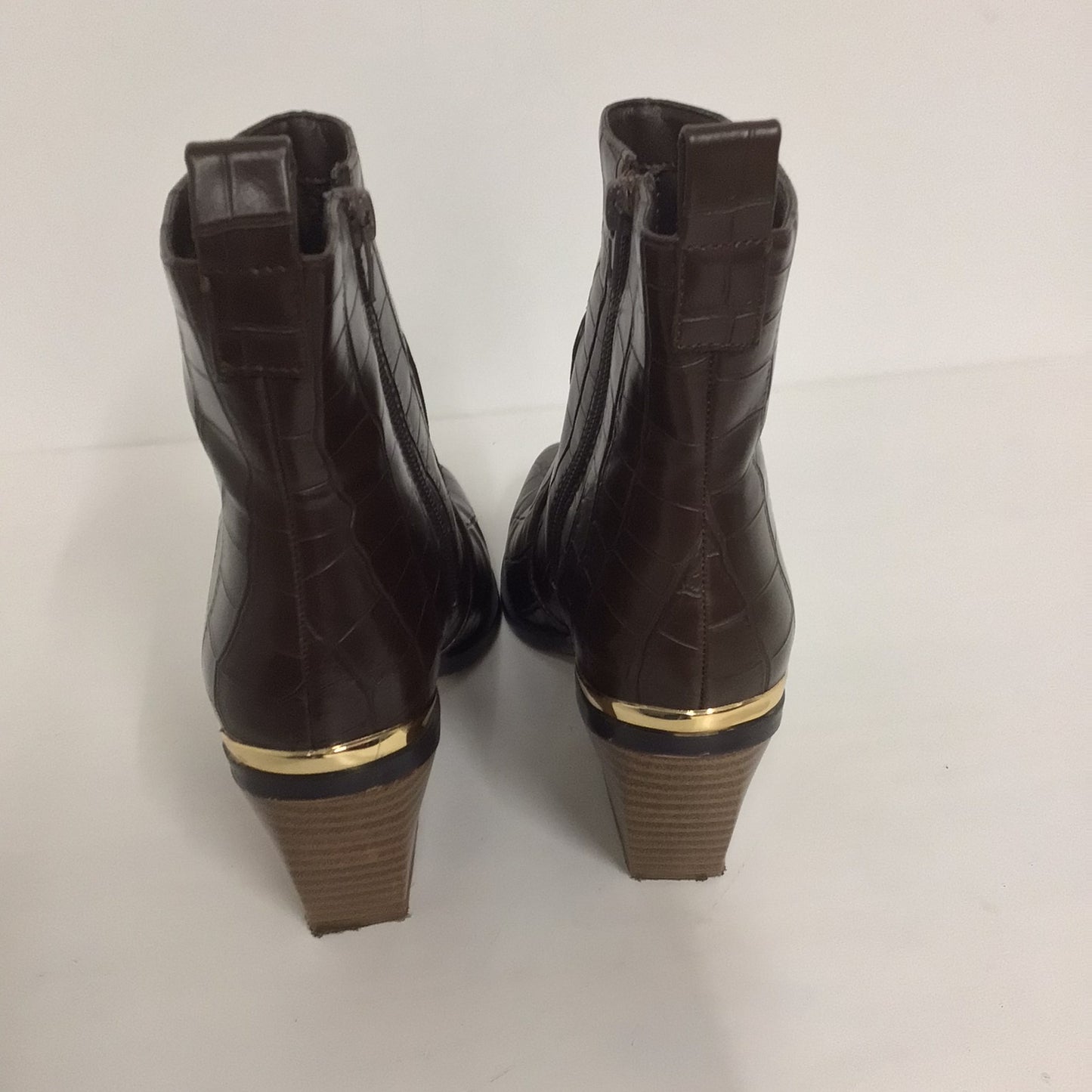 Oasis Brown High Ankle Heeled Boots Size 5 UK