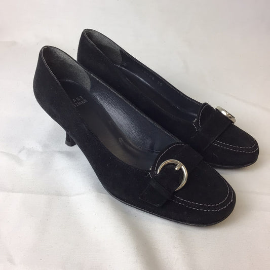 Stuart Weitzman Black Suede Leather Kitten Heel Pumps w/Buckle Detail Size 3 UK (35 EU)