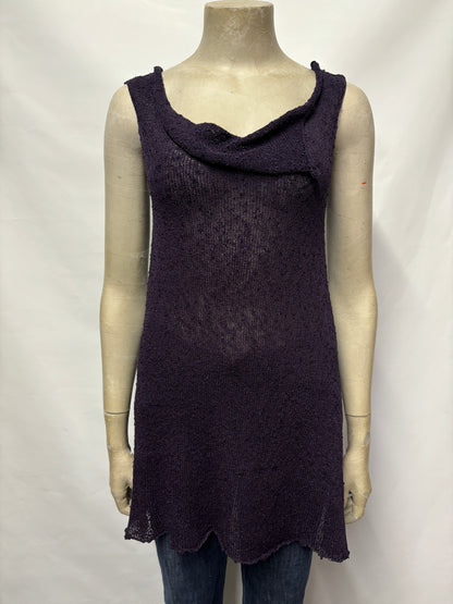 Penny Burdette Purple Knitted Cowl Neck Vest Small